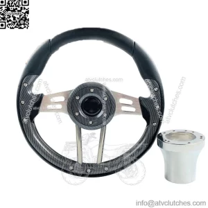 YAMAHA Golf Cart Steering Wheel Carbon Fiber W/ CHROME Hub Adapter