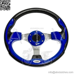 Golf Cart Steering Wheel Blue 3 Spokes Fits Hub Adapter W/ 6 Hole Pattern