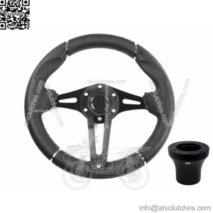 Black Golf Cart Steering Wheel Racing Style EZGO MEDALIST TXT RXV VALOR ST MODEL