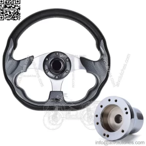 Golf Cart Steering wheel 12.5"  W/ Chrome Adapter for Club Car DS Carts