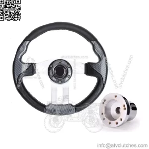 Golf Cart Steering Wheel and Adapter for EZGO TXT RXV Cart Carbon Fiber