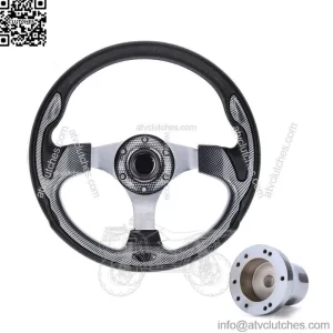 Golf Cart Steering Wheel with Adapter for Club Car Precedent Carbon Fiber