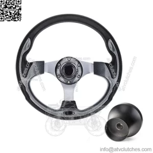 Carbon Fiber Golf Cart Steering Wheel & Black Hub Adapter for Yamaha Carts