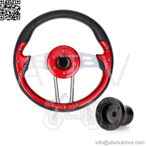 Red Golf Cart Steering Wheel W/ Black Adapter for EZGO TXT RXV Cart Parts