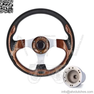 Brown Golf Cart Steering Wheel with Chrome Adapter for Yamaha G8 G9 -G29 Drive