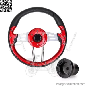 Red Golf Cart Steering Wheel for YAMAHA Carts with Black Hub Adapter
