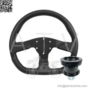 D-Shape Steering Wheel Black Flat + Quick Disconnect Release RZR X3