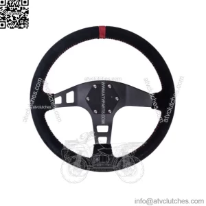 PRP Flat Suede Steering Wheel With Red Stripe For Polaris RZR/Can-Am Maverick