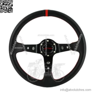 For Polaris RZR Can-Am Yamaha Deep Dish 2.75" Steering Wheel Black Red Stitching