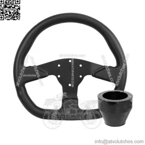 D Shape Steering Wheel Flat Black Can-Am Polaris + Black Hub