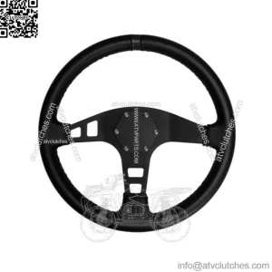 PRP Flat Leather Steering Wheel Black Stripe For Polaris RZR/Can-Am Maverick