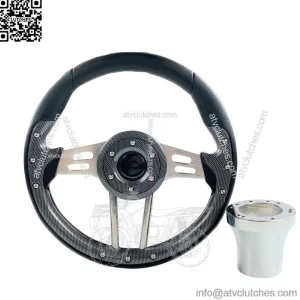 Volt Carbon Fiber Golf Cart Steering Wheel W/ Club Car DS Hub Adapter Chrome