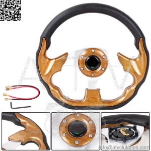 12.5" Woodgrain Golf Cart Steering Wheel For EZGO TXT RXV Yamaha and Club Car
