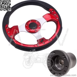 New 12.5" Red 6-Hole Golf Cart Steering Wheel +Black Adapter for EZGO TXT RXV