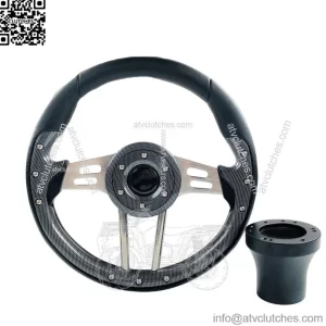 Black Volt Golf Cart Steering Wheel With Hub Adapter for Club Car DS