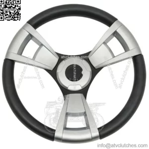 Brushed Aluminum & Black Steering Wheel for Club Car Precedent Golf Carts