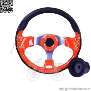 Orange Color Golf Cart Steering Wheel w/ Black Hub Adapter for Club Car DS