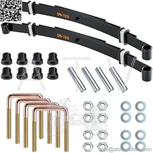 Heavy Duty 4 Leaf Rear Spring Kit for EZGO TXT Electric 1994-up & Gas 1994-2009 Golf Cart, Includes Bushings, Sleeves, U Bolts, OEM: 70506-G01 74135-G01 74207-G01 74207-G02 74207-G03