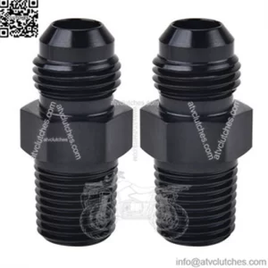 Straight Adapter AN3/AN4/AN6/AN8/AN10/AN12 Male to NPT Connector Black 2pcs