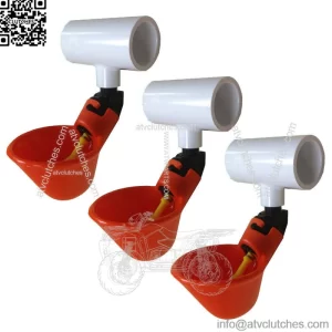 Three (3) Automatic Waterer Drinker Cups and PVC Fitting Chicken Water Poultry