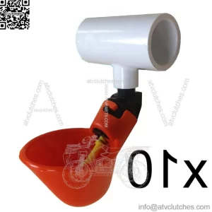 10 AUTOMATIC WATERING DRINKER CUPS & PVC TEE FITTINGS 1/2" CHICKEN POULTRY COOP