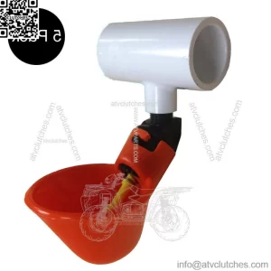 (5) AUTOMATIC WATERER DRINKER CUPS & 1/2" PVC TEE FITTING CHICKEN WATER POULTRY