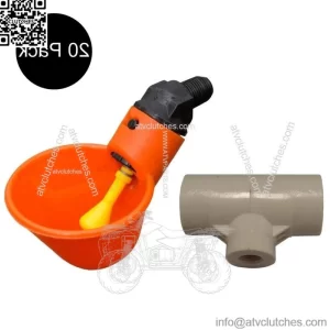 (20) Automatic Waterer Drinker Cups & 1/2" PVC Tee Fittings Chicken Poultry Coop