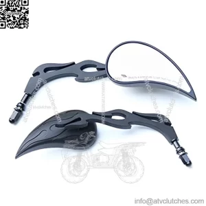 Motorcycle Rear View Mirrors for Handlebar - Black Harley Davidson Mirrors, New Aftermarket Parts Compatible with Scooter, Moped, Street Bike, Dirt Bike, Touring, Cruiser, Chopper
