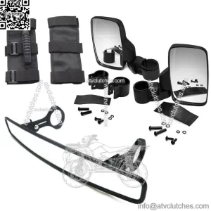 Fit KAWASAKI MULE Teryx 800 Round Roll Cage Bar Rear Side View Mirror Kit+Grip