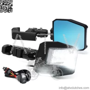 UTV LED Side View Mirrors w/ Puddle Lights Fit 1.75"-2 Inch Roll Cage Bar (For: More than one vehicle)