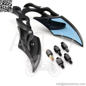 Pair Black Motorcycle Mirrors For Harley Touring Street Glide Road King Softail