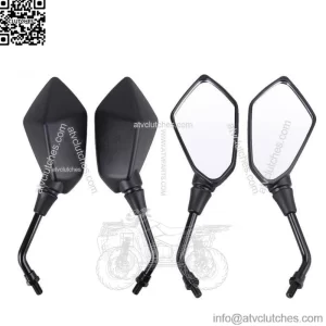 Set of 2 Universal Black Motorcycle Rear View Mirrors For Honda Kawasaki Suzuki