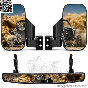 UTV Rear View & Side Mirrors Set For Polaris Ranger RZR XP Crew 570 800 900 1000