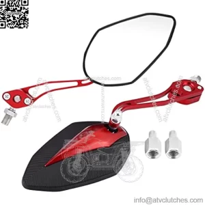 Pair 8mm 10mm Rearview Mirror, Universal Motorbike Scooter Rear View Side Mirrors, Motorcycle Rearview Mirror for Most of Motorcycle and Motorbike(Red)