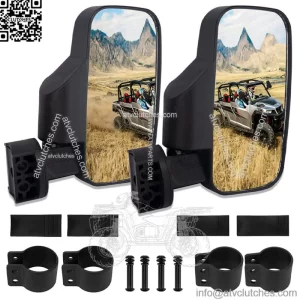 1.75"-2" Breakaway Side Mirrors Rear View Mirror Set For Polaris Ranger RZR UTV (For: John Deere Gator CS)