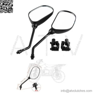 2X 22mm Universal ATV Rear View Side Mirrors With 10mm Mirror Holder Thread Hole