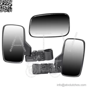Black Breakaway Side Rear View Mirror for Offroad UTV 1.75 Inch Cage 1998-2019 (For: John Deere Gator HPX HPX815E)