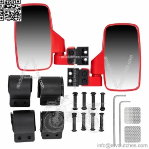 Red Breakaway Side Rear View Mirror for Offroad UTV 1.75 Inch Cage 1998-2019 (For: John Deere Gator HPX HPX815E)