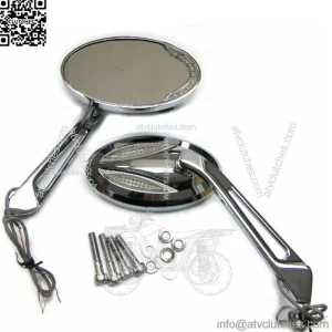 Chrome Billet Mirror Set LED Indicator Turn Signals Built In Harley Chopper FXST (For: Harley-Davidson)