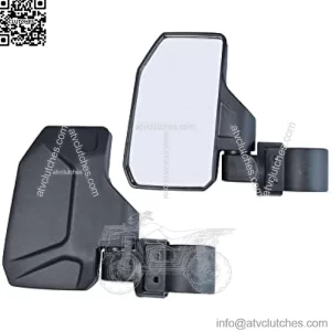 Universal Offroad UTV Rear View Side Mirror for Pioneer Polaris 900 1000 Kawasaki Can Am John Deere with 1.6" - 2" Roll Cage Bar Break Away Adjustable Arm - 1 Pair Set (Left & Right)