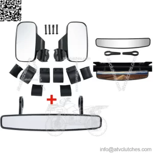 1.75" Rear & Side View Mirrors Set For UTV Rhino Polaris Ranger Kawasaki Gator (For: More than one vehicle)