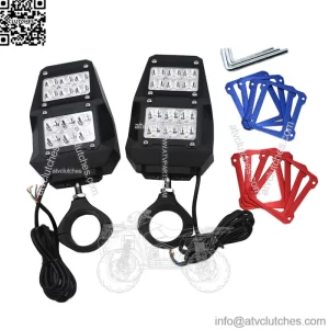 For UTV Polaris RZR 1.75"-2" Roll Cage Rear View Side Mirrors with LED Lights