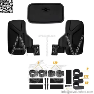 UTV Side Mirror And Center Mirror Set 1.6" to 2" Bar Compatible with Polaris RZR Ranger Can-Am Maverick Yamaha Rhino Kawasaki Honda Pioneer Talon Arctic Cat Adjustable Rear view Mirror