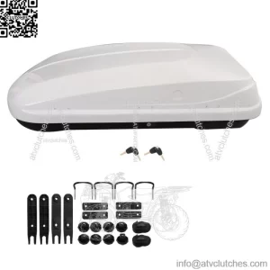 14 ft3 Heavy Duty ABS Vehicle Roof Top Storage Box Cargo Luggage White W/2 Locks
