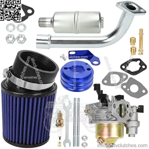 Upgrade Carburetor Adapter Exhaust Pipe Muffler Jet Stage 2 Kit Blue for Predator 212cc 196cc 6.5Hp GX160 GX200 Trailmaster MB200 CT200U BT200X Mini Bike Parts Go Kart Engine Motor