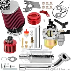 212cc Racing Carburetor Exhaust Header Muffler Stage 2 Kit for Predator 212cc 196cc 200 6.5hp Engine Coleman CT200U BT200X Baja Warrior Mb200 Gx160 Mini Bike Go Kart High Performance Part