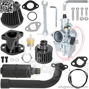 212cc Carburetor VM22 Carb Exhaust Pipe Muffler Stage 2 Kit for Predator 196cc 200cc 6.5hp Engine Coleman CT200U BT200X Baja Warrior MB200 GX160 GX200 Mini Bike Go Kart High Performance Parts