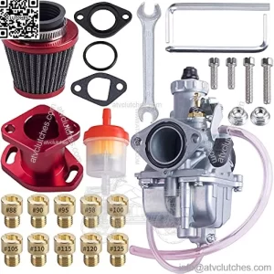 VM22 26mm Carburetor Carb Kit fit for Performance Intake Pipe Mainfold 38mm Air Filter Fit For Predator 212cc GX160 Honda GX200 CT200U 196cc KT196 Clones Go Kart Mini Bike Race Kart (Red)