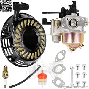 Pull Recoil Starter Carburetor Carb for Predator 212cc 196cc 6.5HP Baja Massimo MB165 MB200 Coleman CT200U Trail BT200X Mini Bike Hummerhead 80t Trailmaster mid XRS XRX motovox KT196 Go Kart