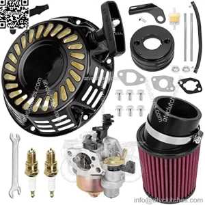 Pull Recoil Start Carburetor Filter Adapter Kit for Predator 212cc 196cc 6.5hp Baja MB165 MB200 Coleman BT200X CT200U Trail CT200U-EX Hammerhead 80T TrailMaster Mini Bike Go Kart